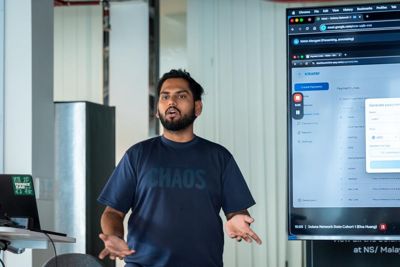 Nithin presenting at a meetup